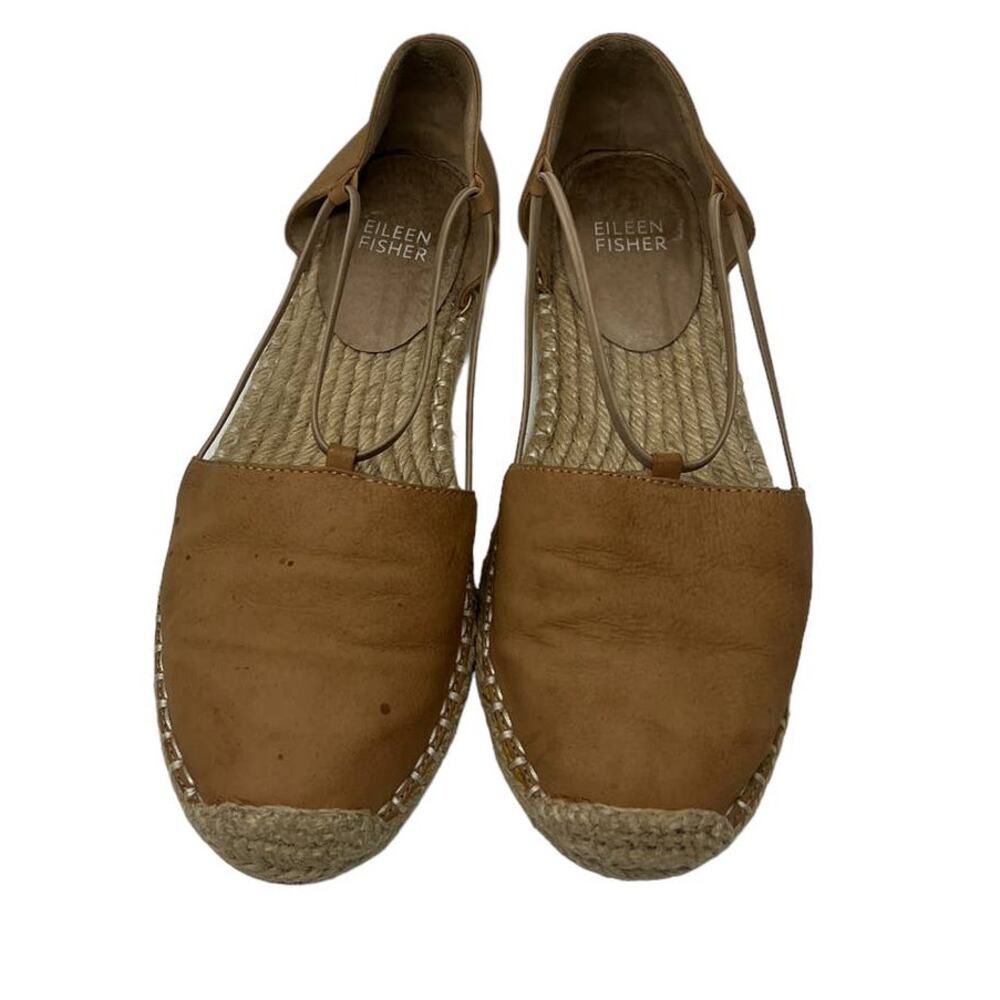 Eileen Fisher Brown Espadrille Flats Slingback Shoes Woven Jute Casual